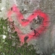 Bild von einem mit roter Farbe auf einen Baum gesprühtem Herz